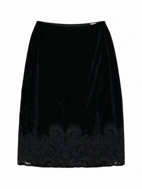 Mirasol Women's Velvet Paisley Skirt 1X Black Plus Size Rayon